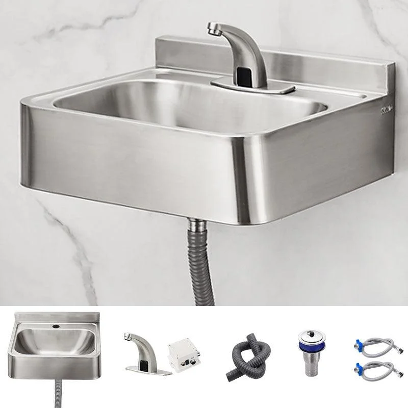 Contemporary Bathroom Sink with Pop-Up Drain Rectangular Metal Wall Mount Bathroom Sink -Bathlova