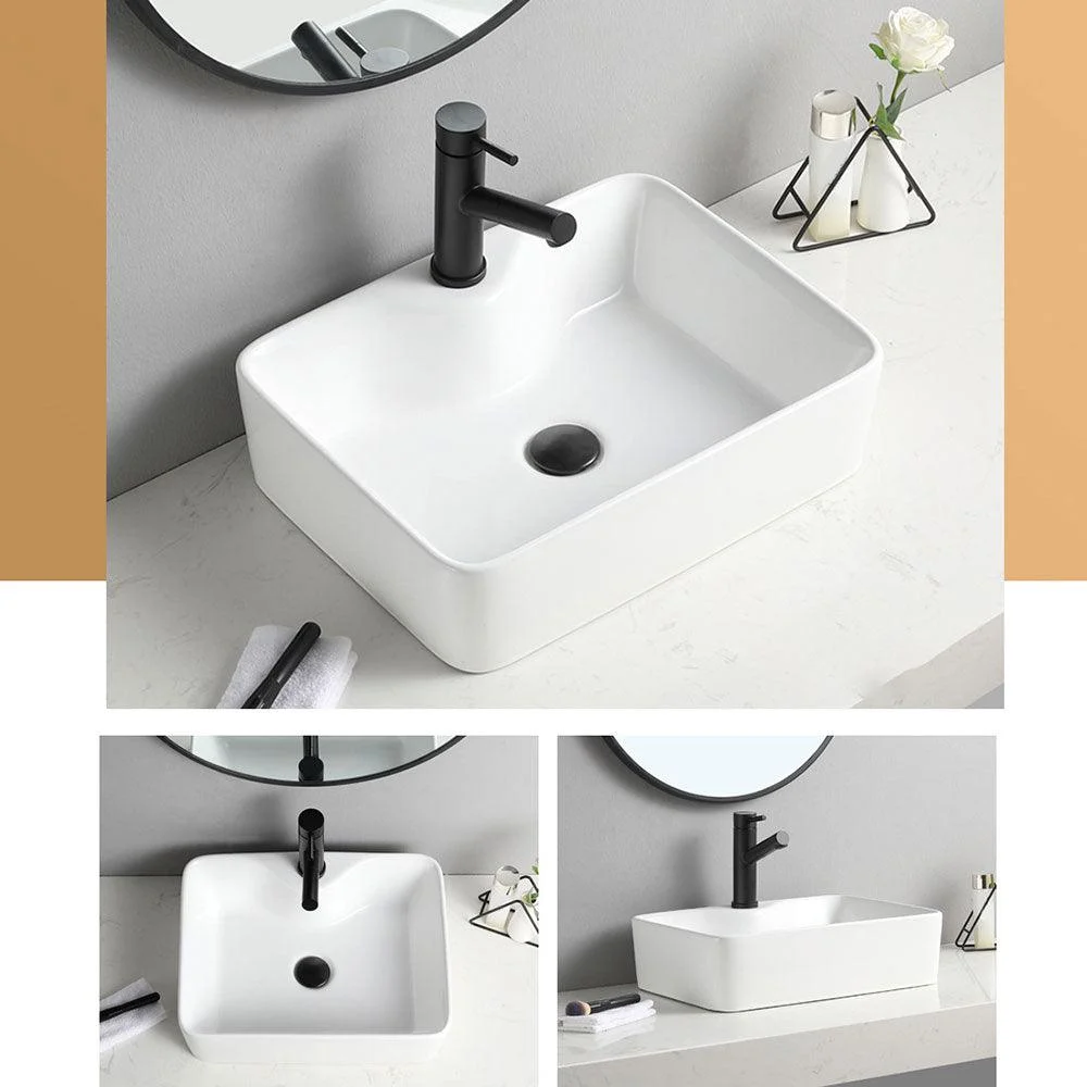 Contemporary Bathroom Sink with Pop-Up Drain Rectangular Vessel Bathroom Sink Only -Bathlova