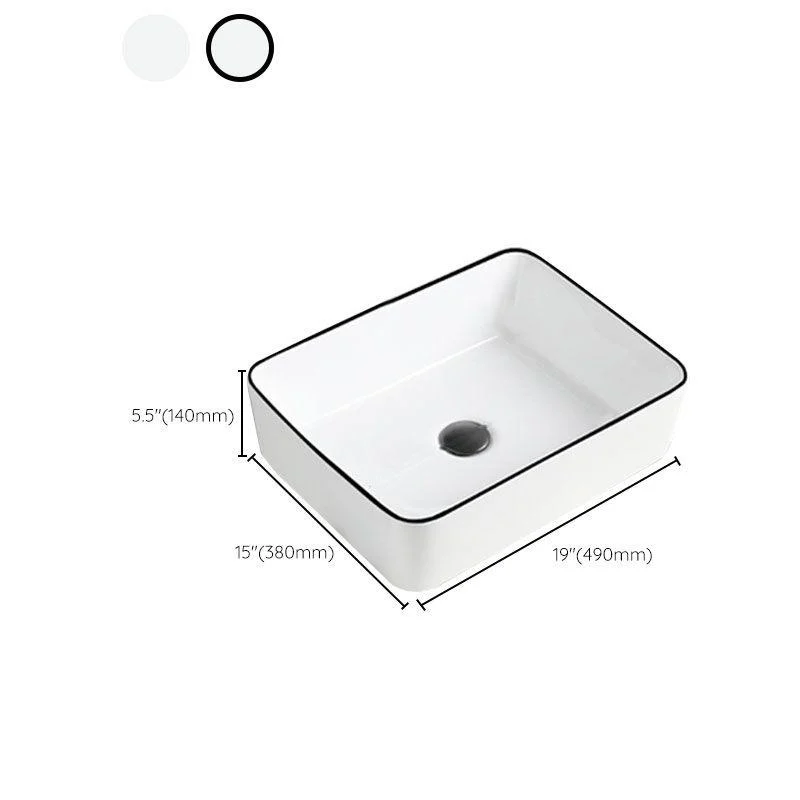 Contemporary Bathroom Sink with Pop-Up Drain Rectangular Vessel Bathroom Sink Only -Bathlova