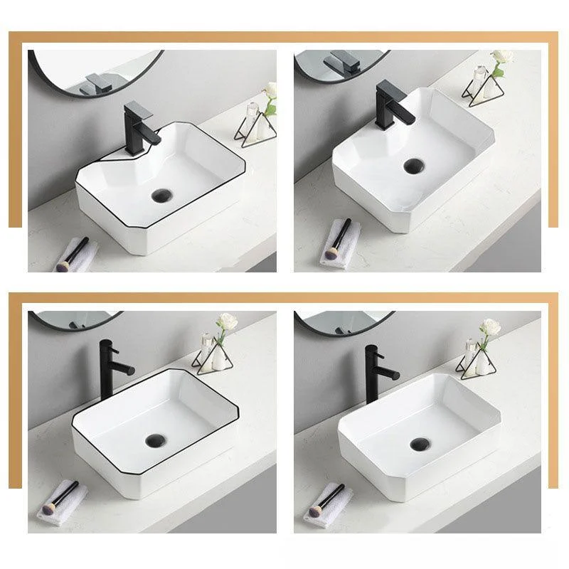 Contemporary Bathroom Sink with Pop-Up Drain Rectangular Vessel Bathroom Sink Only -Bathlova