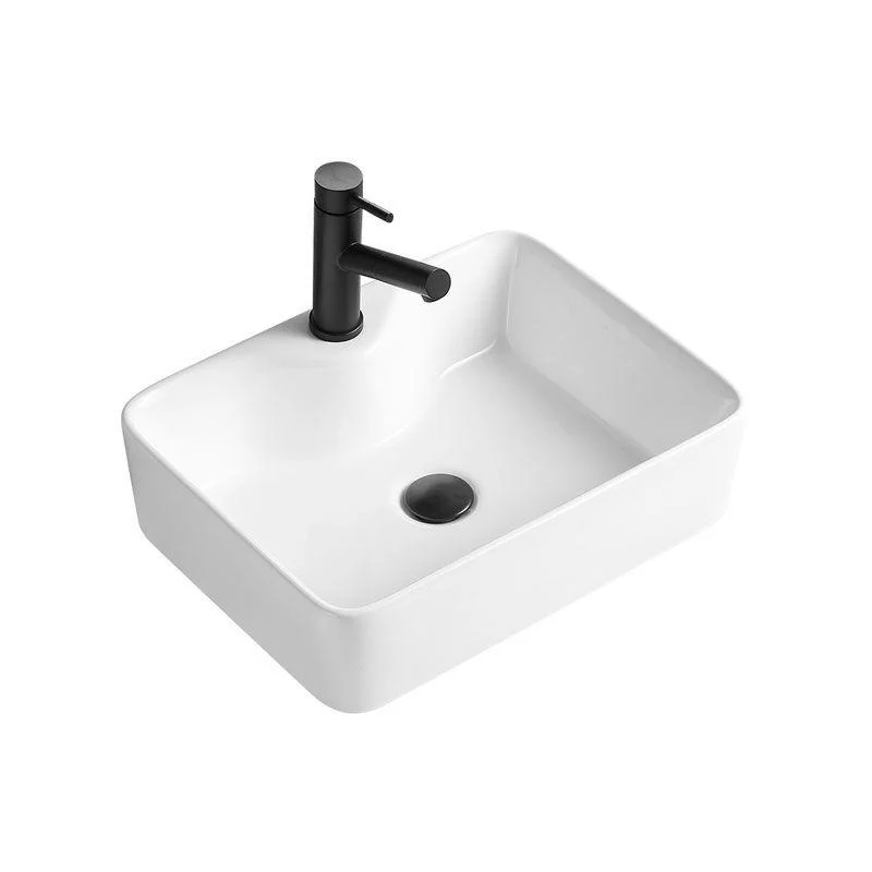 Contemporary Bathroom Sink with Pop-Up Drain Rectangular Vessel Bathroom Sink Only -Bathlova