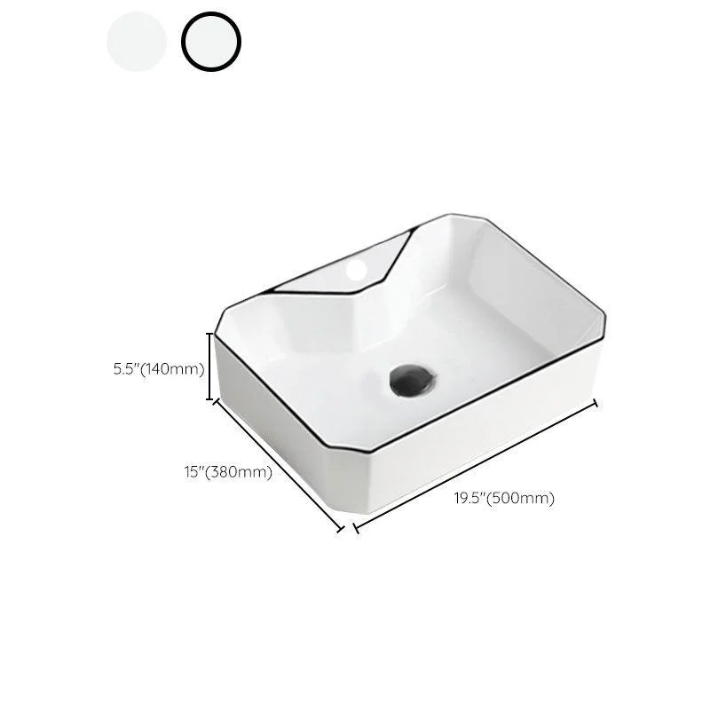 Contemporary Bathroom Sink with Pop-Up Drain Rectangular Vessel Bathroom Sink Only -Bathlova