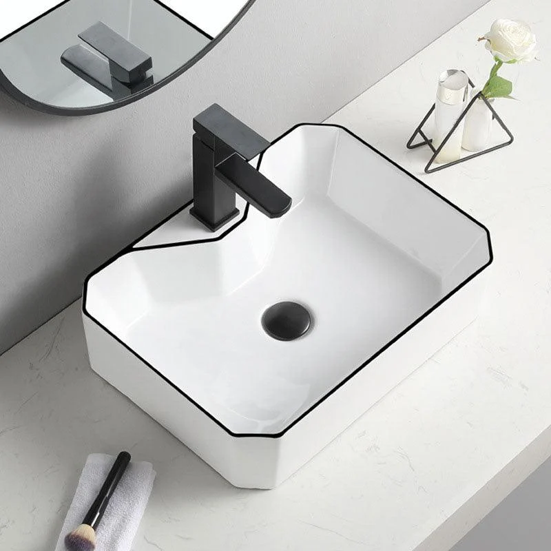 Contemporary Bathroom Sink with Pop-Up Drain Rectangular Vessel Bathroom Sink Only -Bathlova