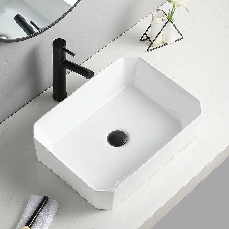 Contemporary Bathroom Sink with Pop-Up Drain Rectangular Vessel Bathroom Sink Only -Bathlova