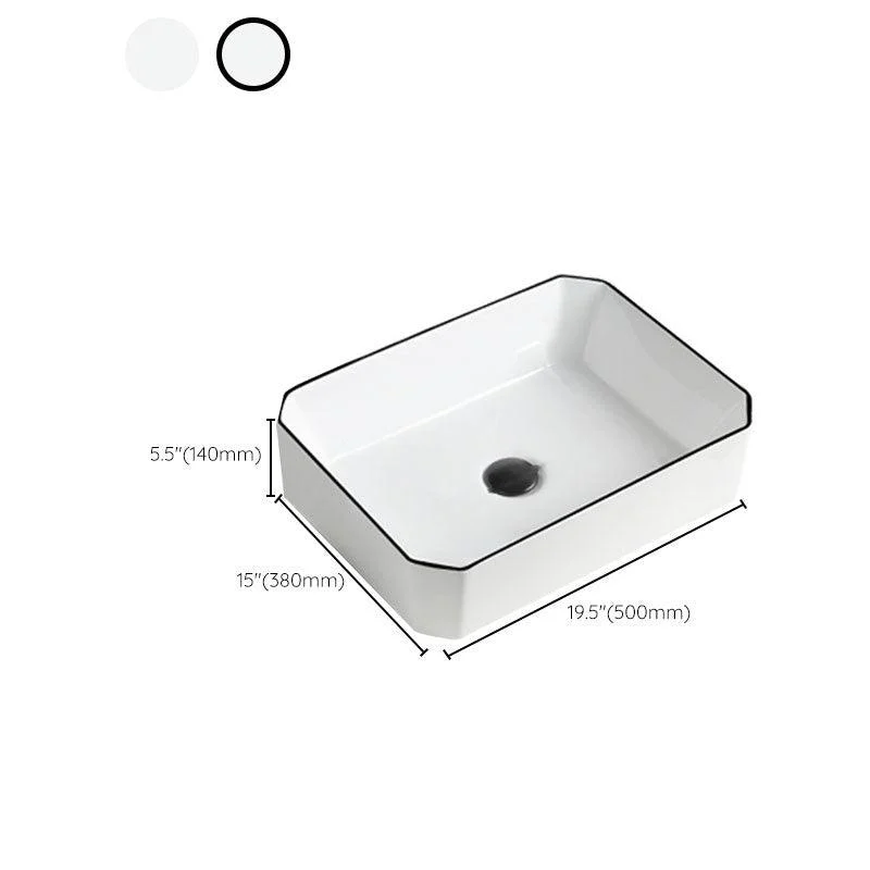 Contemporary Bathroom Sink with Pop-Up Drain Rectangular Vessel Bathroom Sink Only -Bathlova