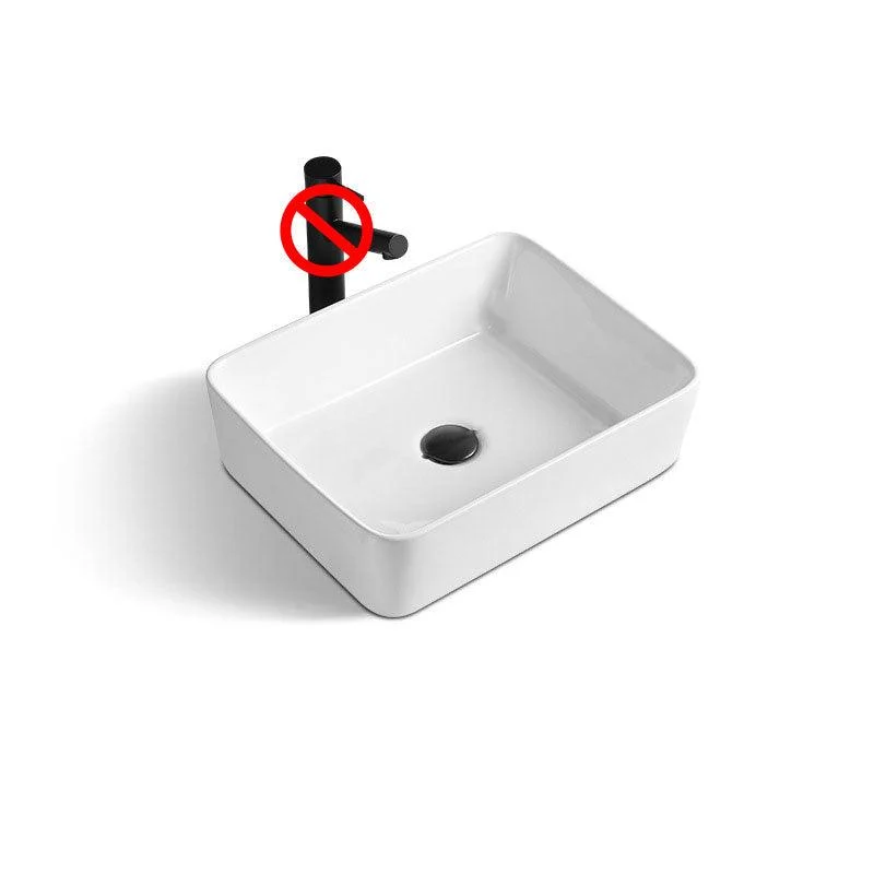 Contemporary Bathroom Sink with Pop-Up Drain Rectangular Vessel Bathroom Sink Only -Bathlova