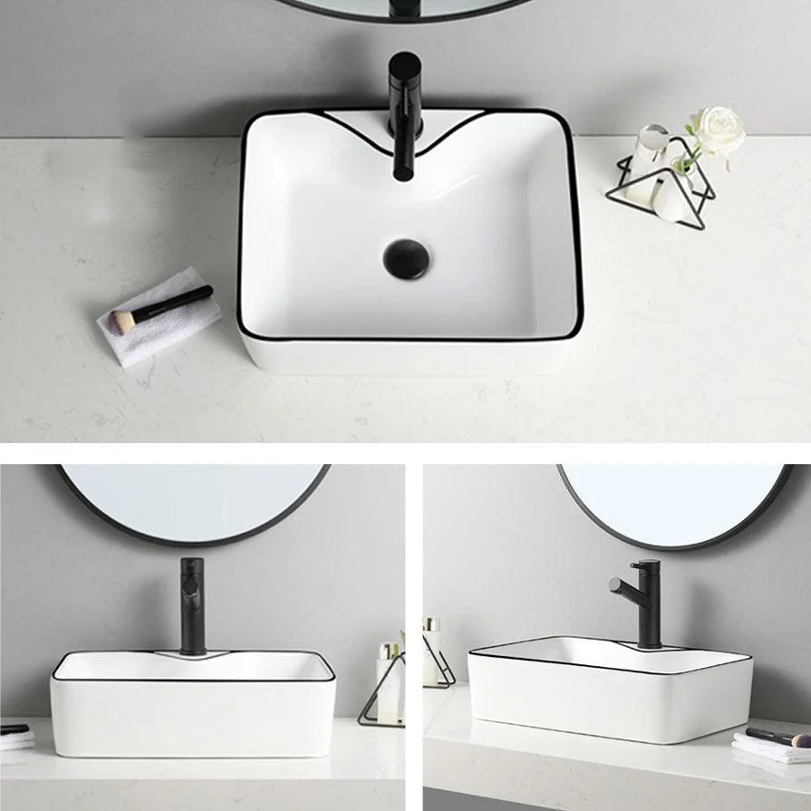 Contemporary Bathroom Sink with Pop-Up Drain Rectangular Vessel Bathroom Sink Only -Bathlova