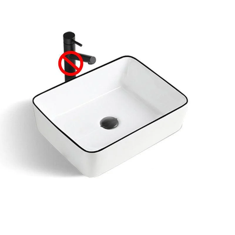 Contemporary Bathroom Sink with Pop-Up Drain Rectangular Vessel Bathroom Sink Only -Bathlova