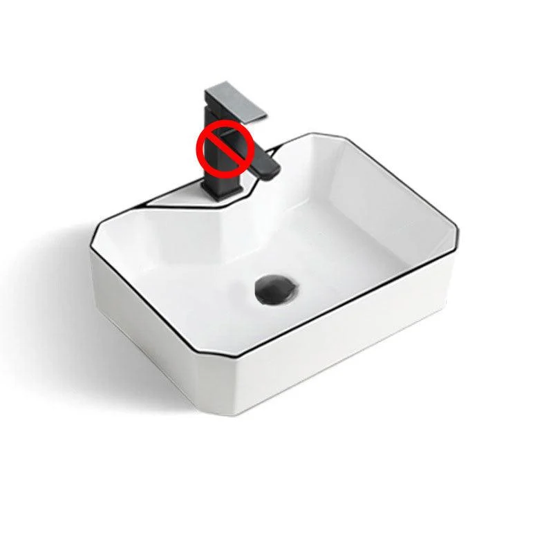 Contemporary Bathroom Sink with Pop-Up Drain Rectangular Vessel Bathroom Sink Only -Bathlova