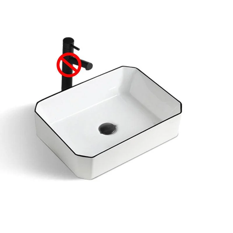 Contemporary Bathroom Sink with Pop-Up Drain Rectangular Vessel Bathroom Sink Only -Bathlova