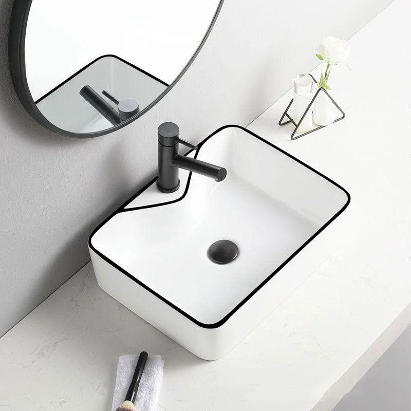 Contemporary Bathroom Sink with Pop-Up Drain Rectangular Vessel Bathroom Sink Only -Bathlova