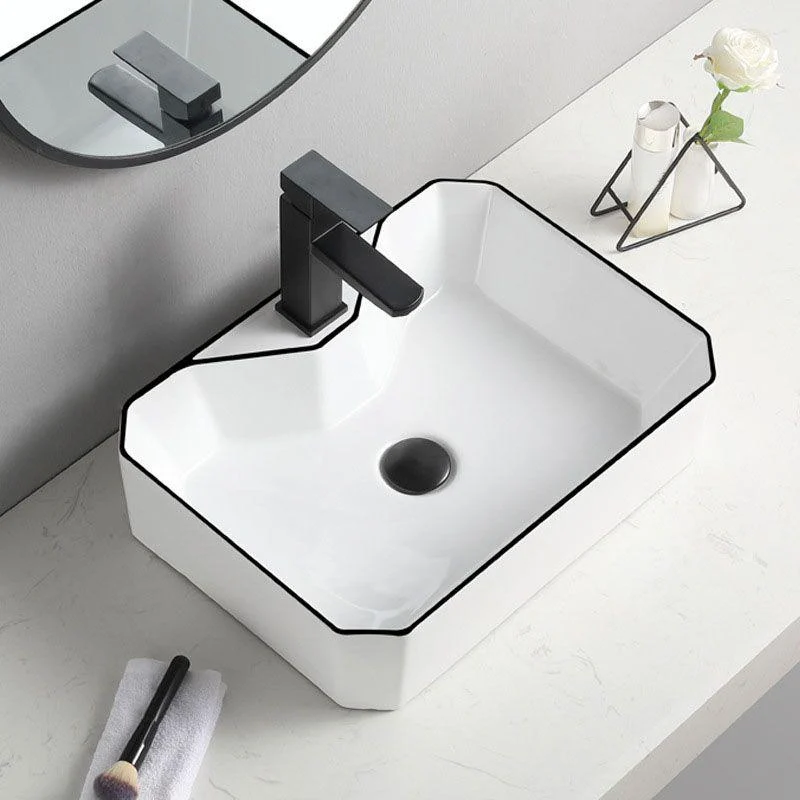 Contemporary Bathroom Sink with Pop-Up Drain Rectangular Vessel Bathroom Sink Only -Bathlova