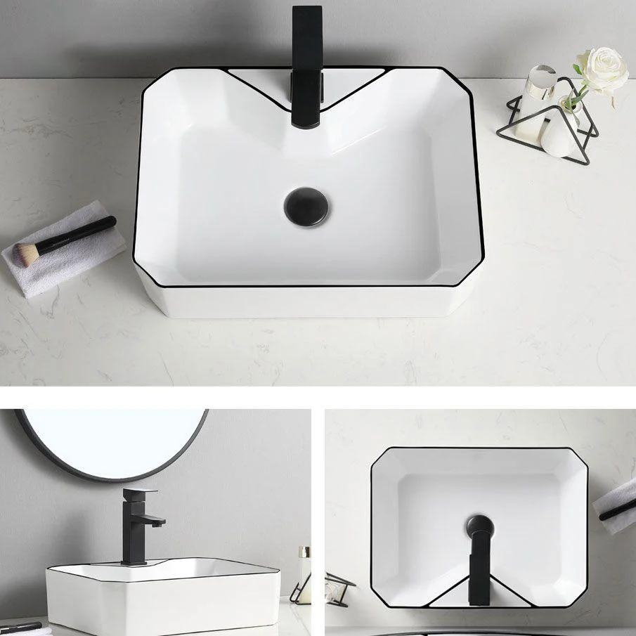 Contemporary Bathroom Sink with Pop-Up Drain Rectangular Vessel Bathroom Sink Only -Bathlova