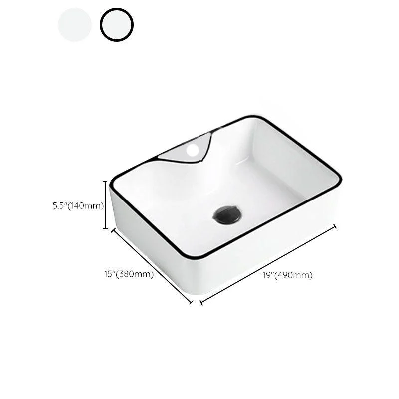 Contemporary Bathroom Sink with Pop-Up Drain Rectangular Vessel Bathroom Sink Only -Bathlova