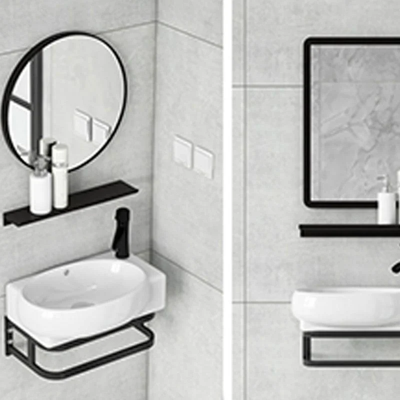 Contemporary Bathroom Sink with Pop-Up Drain Resin Specialty Wall Mount Bathroom Sink -Bathlova