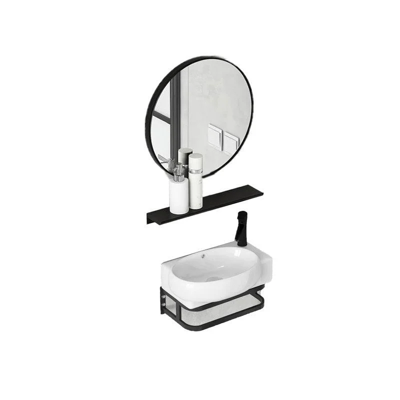 Contemporary Bathroom Sink with Pop-Up Drain Resin Specialty Wall Mount Bathroom Sink -Bathlova