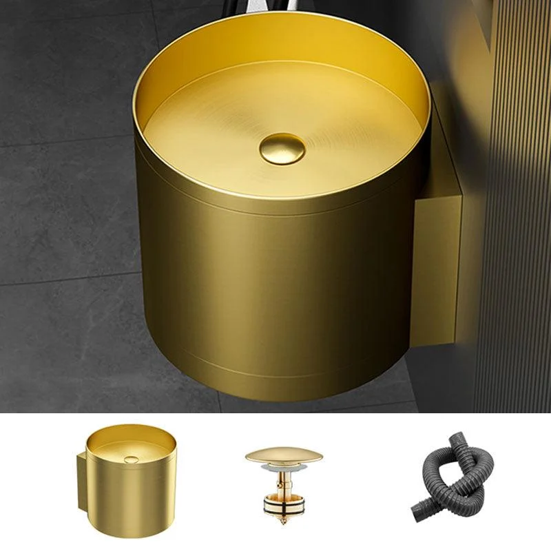 Contemporary Bathroom Sink with Pop-Up Drain Round Metal Wall Mount Bathroom Sink -Bathlova