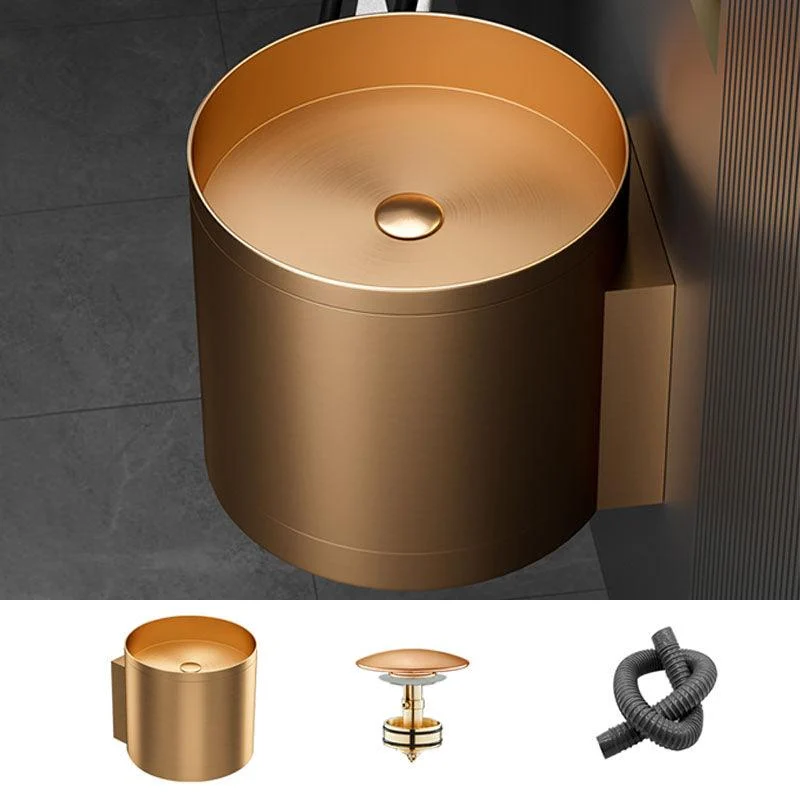 Contemporary Bathroom Sink with Pop-Up Drain Round Metal Wall Mount Bathroom Sink -Bathlova