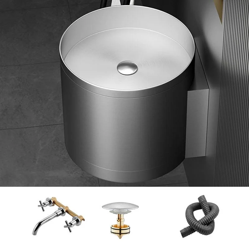 Contemporary Bathroom Sink with Pop-Up Drain Round Metal Wall Mount Bathroom Sink -Bathlova