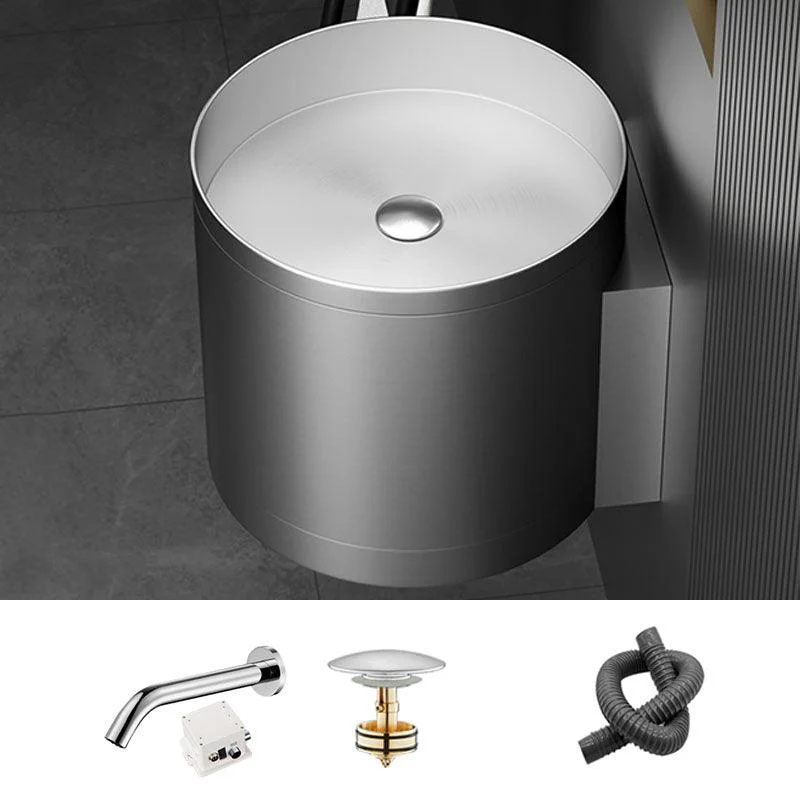 Contemporary Bathroom Sink with Pop-Up Drain Round Metal Wall Mount Bathroom Sink -Bathlova