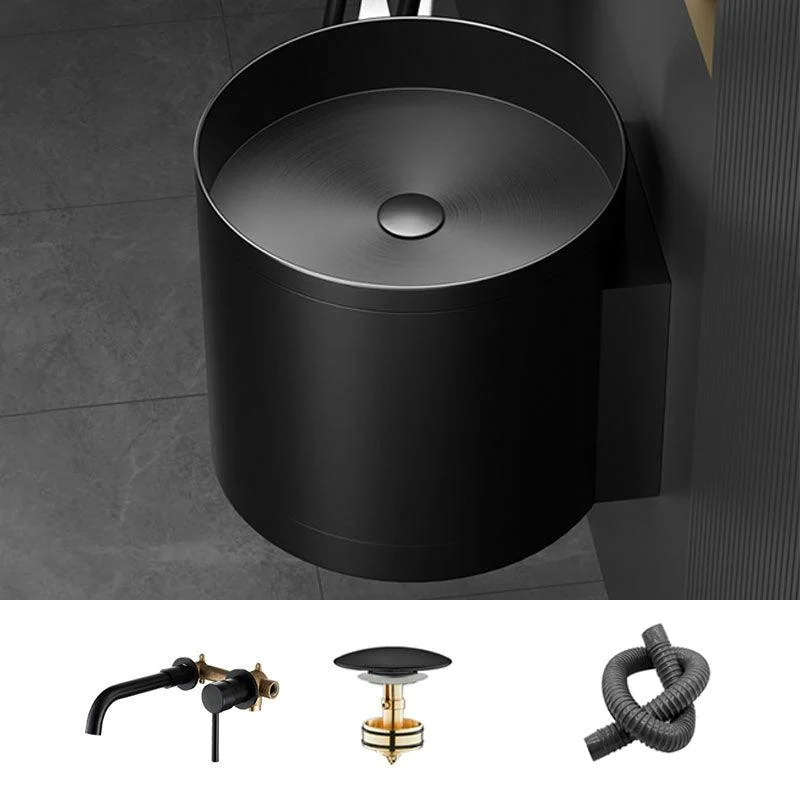 Contemporary Bathroom Sink with Pop-Up Drain Round Metal Wall Mount Bathroom Sink -Bathlova