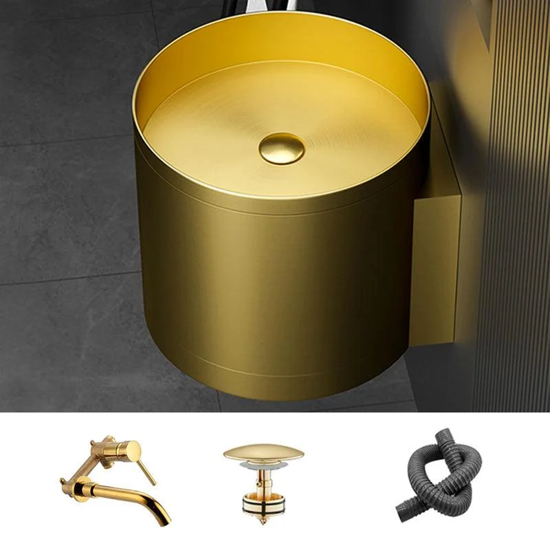 Contemporary Bathroom Sink with Pop-Up Drain Round Metal Wall Mount Bathroom Sink -Bathlova