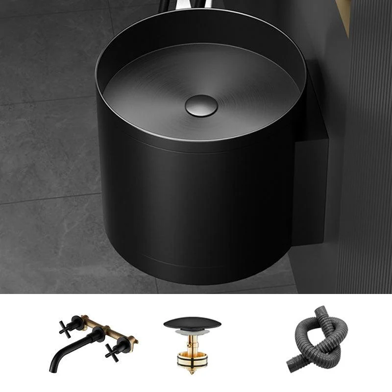 Contemporary Bathroom Sink with Pop-Up Drain Round Metal Wall Mount Bathroom Sink -Bathlova