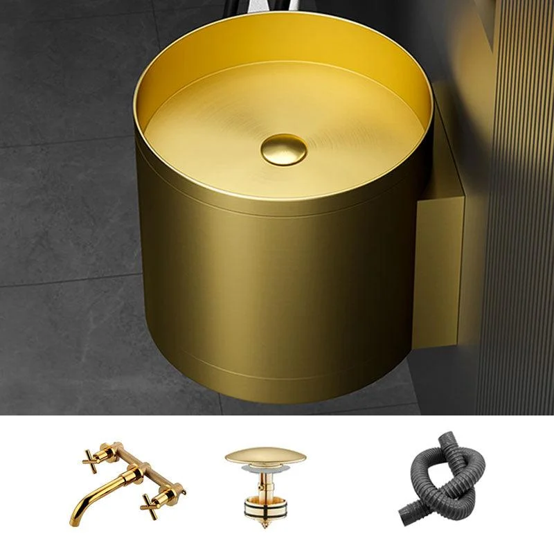 Contemporary Bathroom Sink with Pop-Up Drain Round Metal Wall Mount Bathroom Sink -Bathlova