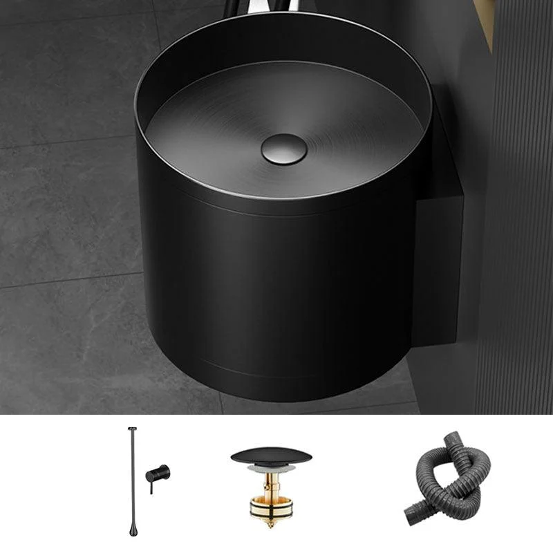 Contemporary Bathroom Sink with Pop-Up Drain Round Metal Wall Mount Bathroom Sink -Bathlova