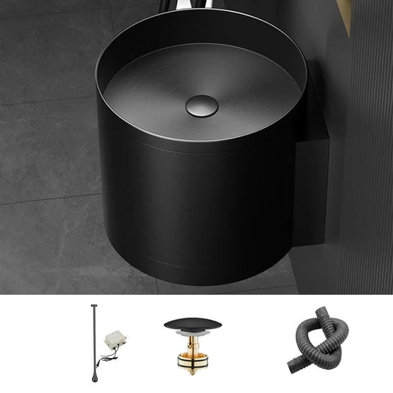 Contemporary Bathroom Sink with Pop-Up Drain Round Metal Wall Mount Bathroom Sink -Bathlova