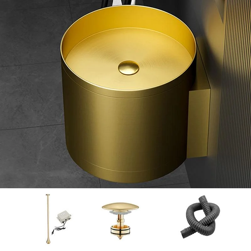 Contemporary Bathroom Sink with Pop-Up Drain Round Metal Wall Mount Bathroom Sink -Bathlova