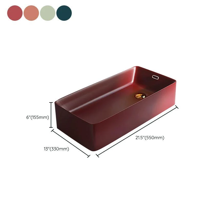 Contemporary Bathroom Sink with Single Tap Hole Porcelain Rectangular Vessel -Bathlova