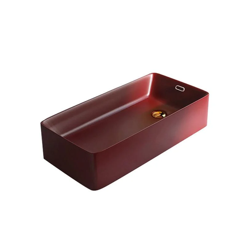 Contemporary Bathroom Sink with Single Tap Hole Porcelain Rectangular Vessel -Bathlova