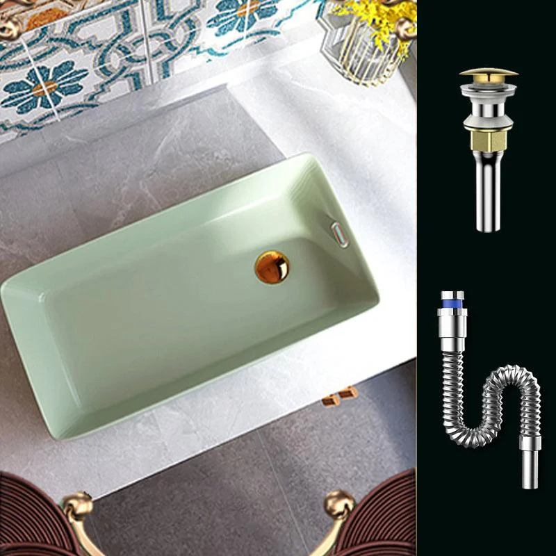 Contemporary Bathroom Sink with Single Tap Hole Porcelain Rectangular Vessel -Bathlova