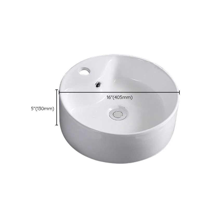 Contemporary Bathroom Sink with Single Tap Hole Porcelain Round Vessel -Bathlova