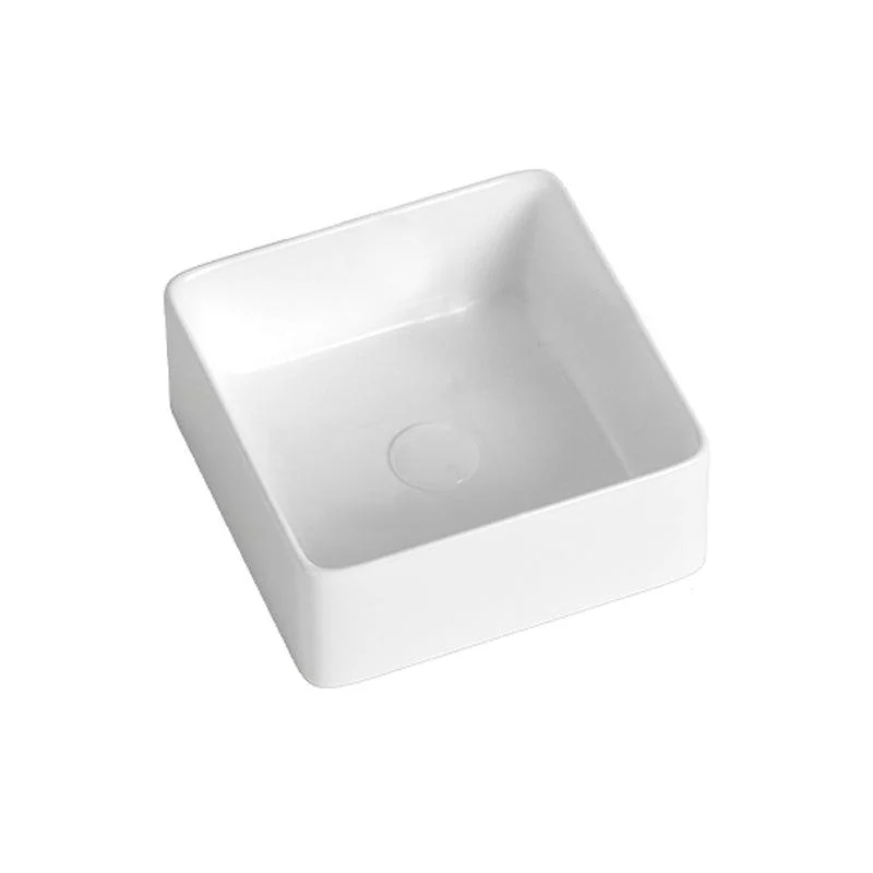 Contemporary Bathroom Sink with Single Tap Hole Solid Color Rectangular Vessel Sink -Bathlova