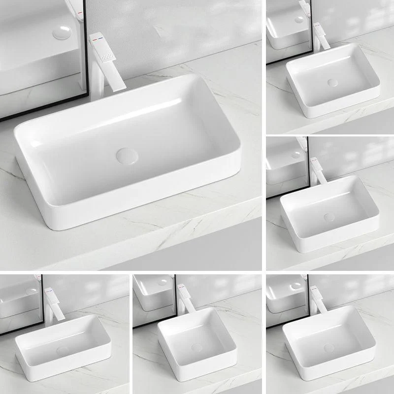 Contemporary Bathroom Sink with Single Tap Hole Solid Color Rectangular Vessel Sink -Bathlova