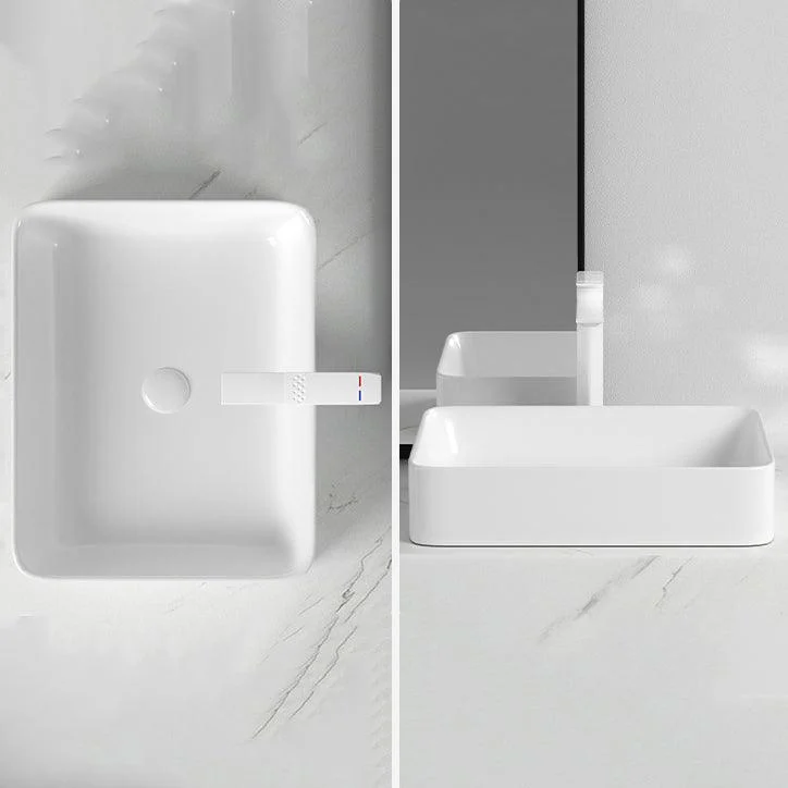 Contemporary Bathroom Sink with Single Tap Hole Solid Color Rectangular Vessel Sink -Bathlova