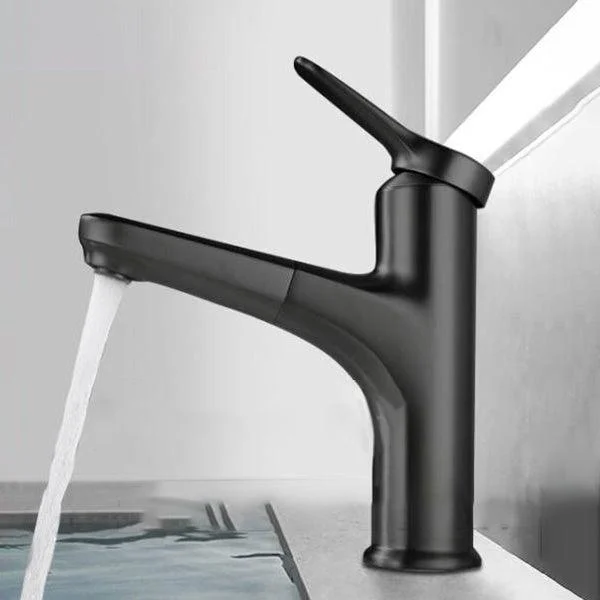 Contemporary Bathroom Tap Brass Lever Handle Pull-out Sink Tap -Bathlova