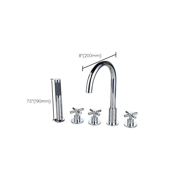 Contemporary Bathroom Tap Deck Mounted Copper Low Arc Roman Tub Set -Bathlova