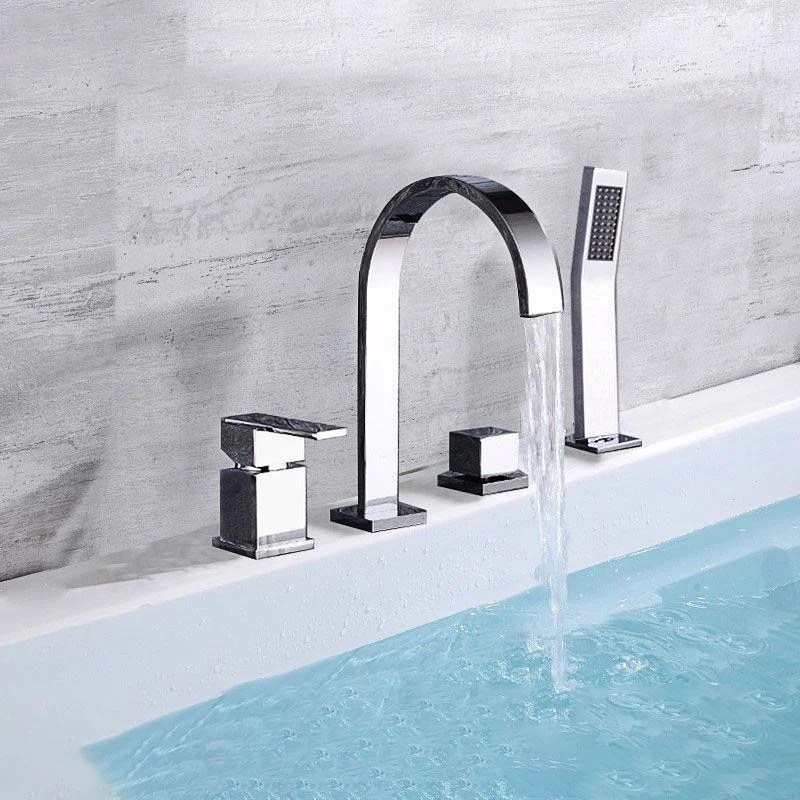 Contemporary Bathroom Tap Deck Mounted Copper Low Arc Roman Tub Tap Trim -Bathlova