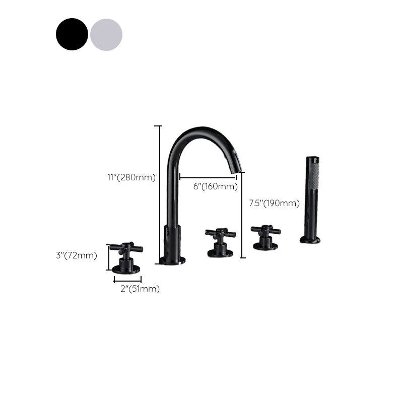 Contemporary Bathroom Tap Deck Mounted Copper Low Arc Swivel Roman Tub Tap Set -Bathlova