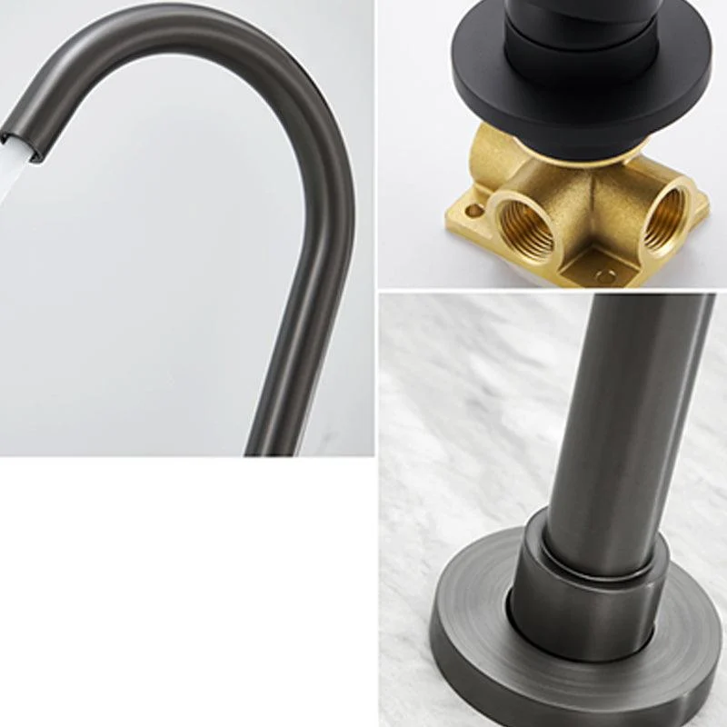 Contemporary Bathroom Tap Floor Mounted Copper High Arc Fixed Freestanding Tap -Bathlova