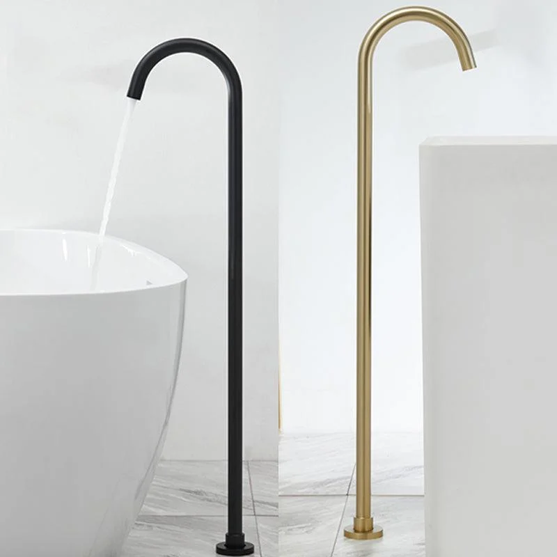 Contemporary Bathroom Tap Floor Mounted Copper High Arc Fixed Freestanding Tap -Bathlova