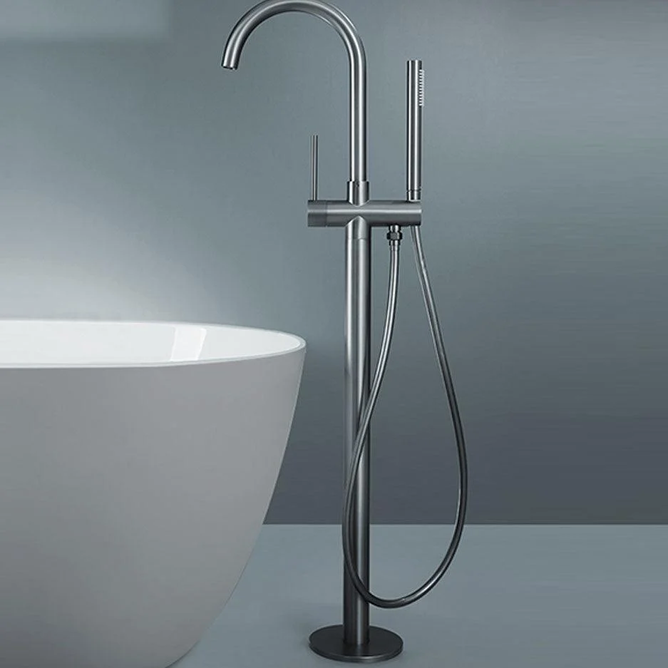 Contemporary Bathroom Tap Floor Mounted Copper High Arc Fixed Freestanding Tub Filler -Bathlova