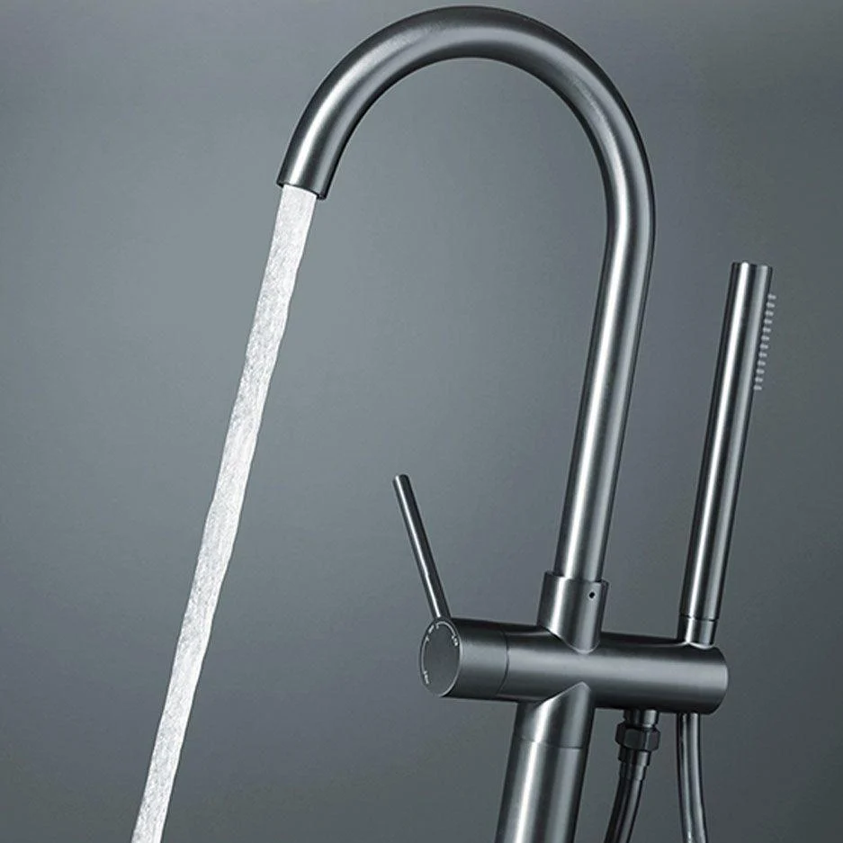 Contemporary Bathroom Tap Floor Mounted Copper High Arc Fixed Freestanding Tub Filler -Bathlova