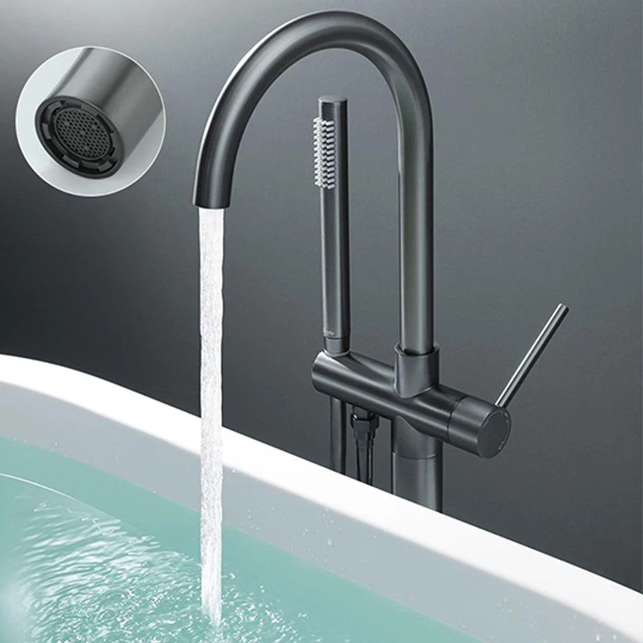 Contemporary Bathroom Tap Floor Mounted Copper High Arc Fixed Freestanding Tub Filler -Bathlova