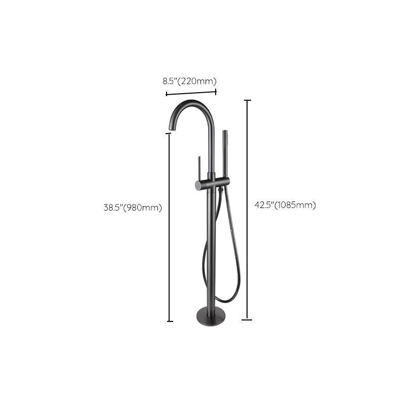 Contemporary Bathroom Tap Floor Mounted Copper High Arc Fixed Freestanding Tub Filler -Bathlova