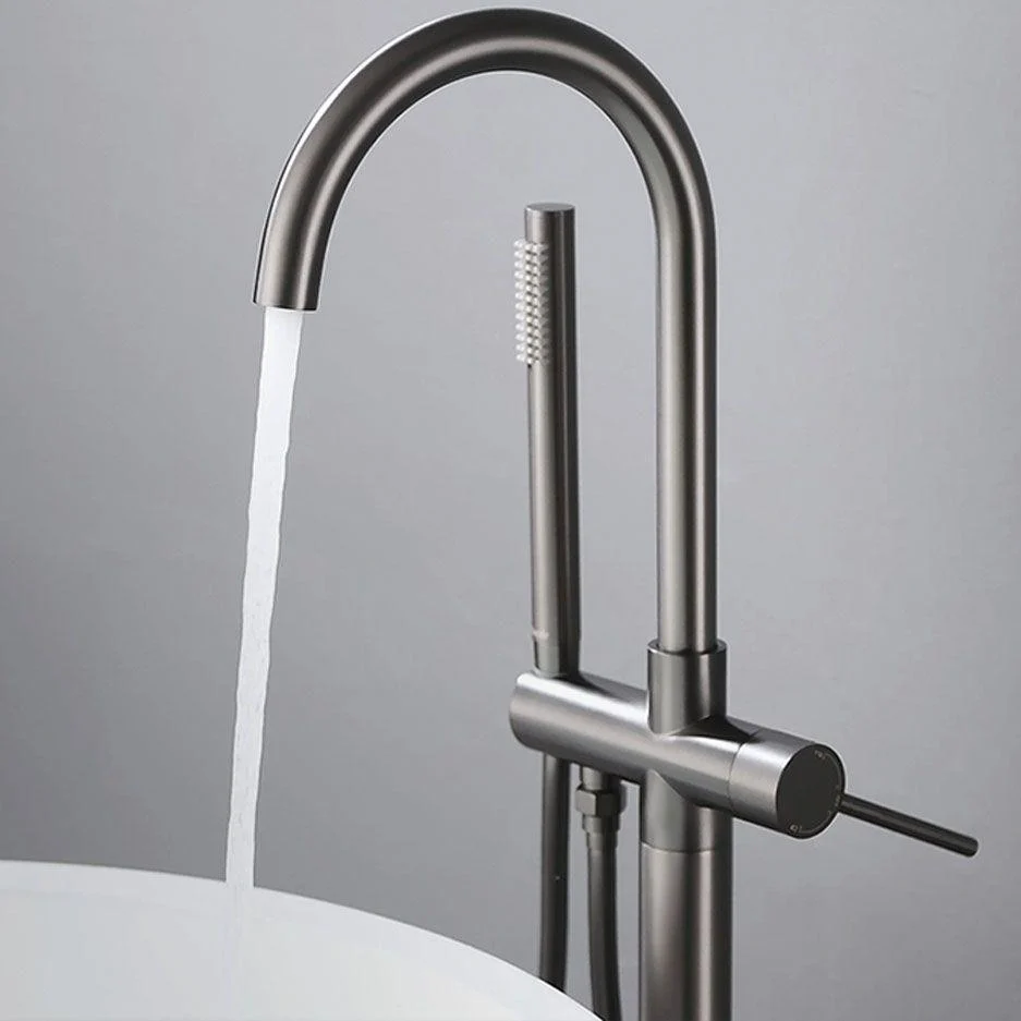 Contemporary Bathroom Tap Floor Mounted Copper High Arc Fixed Freestanding Tub Filler -Bathlova