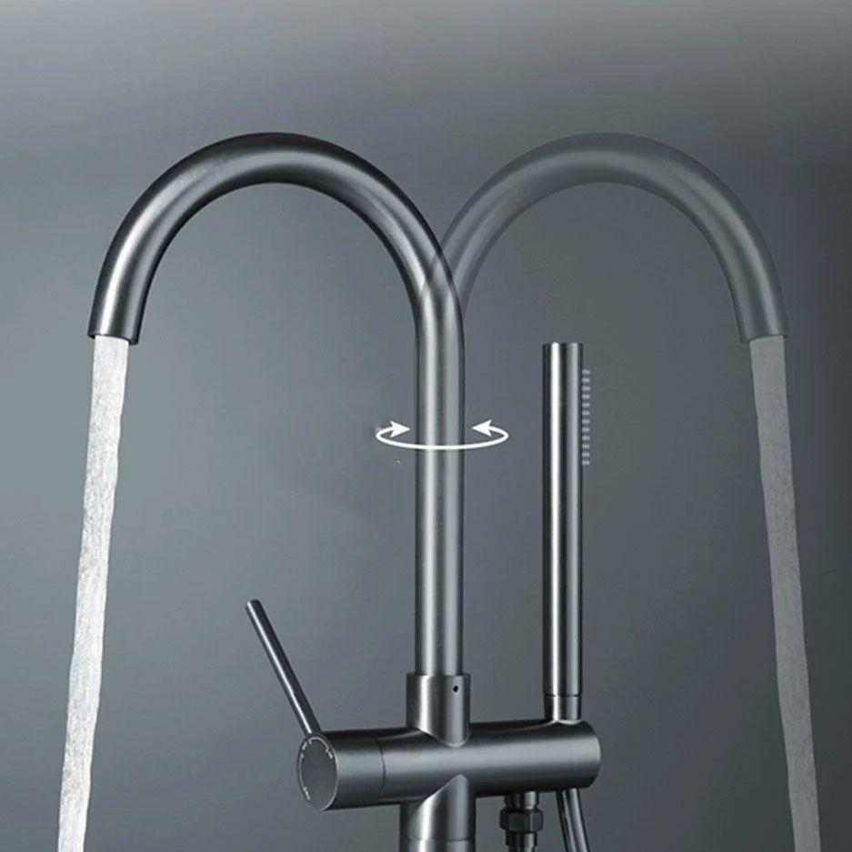 Contemporary Bathroom Tap Floor Mounted Copper High Arc Fixed Freestanding Tub Filler -Bathlova